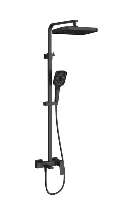 Vincea Душевая стойка Vincea Cube VSFS-4C12MB с изливом, черная VSFS-4C12MB