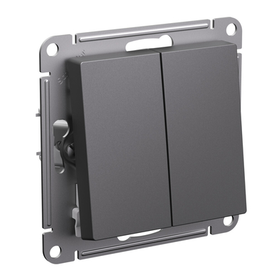 Systeme Electric Выключатель 2-клавишный Systeme Electric (Schneider Electric) Atlas Design 10АХ, базальт ATN001451 