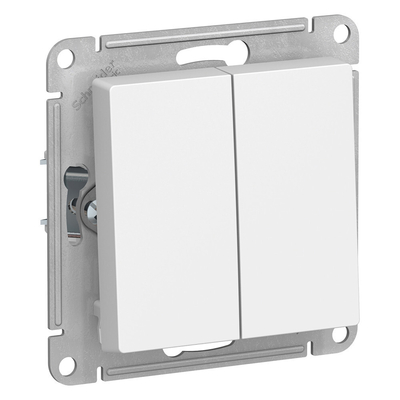 Systeme Electric Выключатель 2-клавишный с самовозвратом Systeme Electric (Schneider Electric) Atlas Design 10А, белый ATN000117 