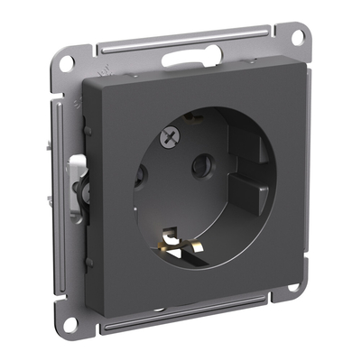 Systeme Electric Розетка с заземлением со шторками 16А Systeme Electric (Schneider Electric) Atlas Design, базальт ATN001445 