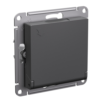 Systeme Electric Розетка с заземлением со шторками с крышкой 16А Systeme Electric (Schneider Electric) Atlas Design, базальт ATN001446 
