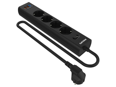 Philips Сетевой фильтр Philips, 4 розетки, 5м, 2xUSB, 1xUSB Type-C, Черный, CHP4346BC/51 CHP4346BC/51