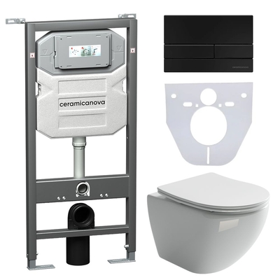 Ceramicanova Комплект Ceramicanova Metropol +панель+инсталляция Envision+кнопка Flat CN1002B черная CN4002 CN4002_1002B_1000