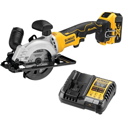 DeWalt Аккумуляторная дисковая пила DEWALT DCS571P1, 18 В, 115 мм, 4500 об/мин, с АКБ 5 Ач и ЗУ, без кейса (DCS571P1N-XJ) 