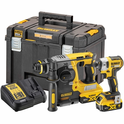 DeWalt Набор аккумуляторный DEWALT DCK2532P2, 18 В: перфоратор DCH273 + шуруповерт DCF887, с 2 АКБ 5 Ач и ЗУ, в кейсе TSTAK DCK2532P2-QW 