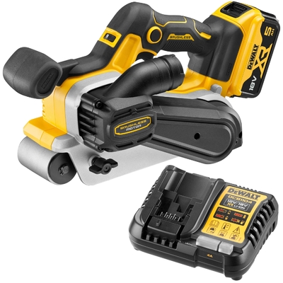 DeWalt Аккумуляторная ленточная шлифмашина DEWALT DCW220P1, 18 В, 320 м/мин, с АКБ 5 Ач и ЗУ, без кейса DCW220P1N-XJ