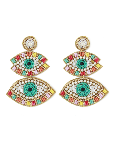 Marina Fossati серьги Marina Fossati EVIL EYE 3 золотой+белый+голубой UNI EVIL EYE 3