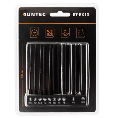 RUNTEC Набор бит Runtec , HEX, 10 предметов RT-BX10 