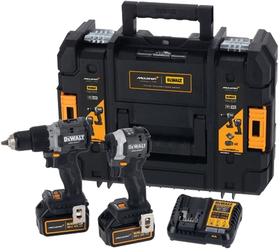 DeWalt Аккумуляторный набор DEWALT McLaren Limited Edition DCK200MP2T: дрель-шуруповерт + шуруповерт, с 2 АКБ 5 Ач и ЗУ, в кейсе TSTAK DCK200MP2T-QW 