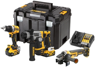 DeWalt Аккумуляторный набор DEWALT DCK355P2T: дрель-шуруповерт DCD800 + перфоратор DCH172 + УШМ DCG405, 2 АКБ 5 Ач и ЗУ, в кейсе TSTAK DCK355P2T-QW 