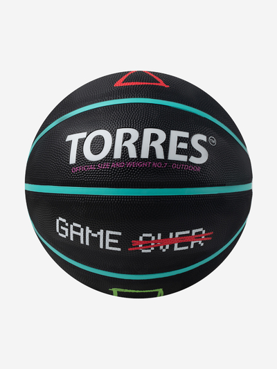 TORRES Мяч баскетбольный TORRES Game Over B023117, р.7, резина, нейлон. корд, бут. кам., черный, Черный 01290RIVIT48-0