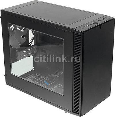 Fractal Design Корпус miniITX FRACTAL DESIGN Define Nano S Window, Mini-Tower, без БП, черный FD-CA-DEF-NANO-S-BK-W 