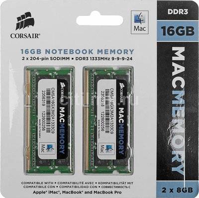Corsair Модуль памяти CORSAIR DDR3 - 2x 8Гб 1333, SO-DIMM, Ret CMSA16GX3M2A1333C9 