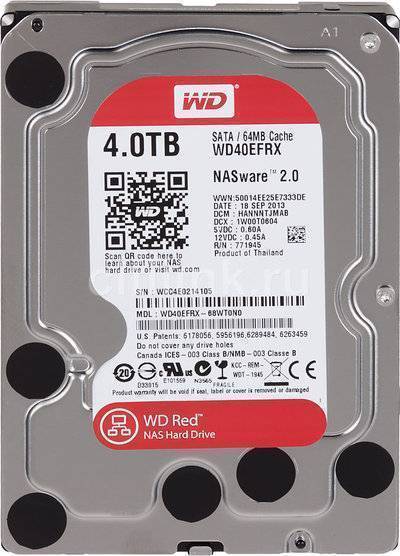 WD Жесткий диск WD Red , 4Тб, HDD, SATA III, 3.5" WD40EFRX 
