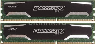 Crucial Модуль памяти CRUCIAL Ballistix Sport DDR3 - 2x 4Гб 1600, DIMM, Ret BLS2CP4G3D1609DS1S00CEU 