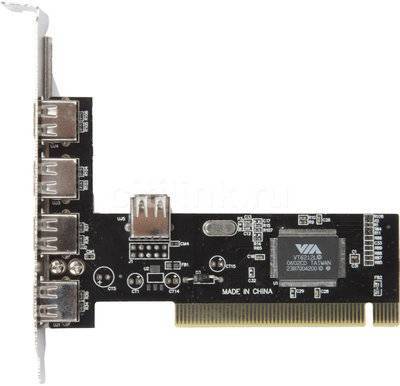 Noname Контроллер PCI VIA6212 (4+1) 5xUSB2.0 Bulk [asia pci 6212 4p usb 2.0] Noname 