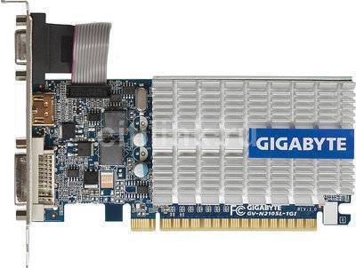 Gigabyte Видеокарта GIGABYTE GeForce 210, , 1Гб, DDR3, Low Profile, Ret GV-N210SL-1GI 