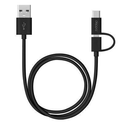 Deppa Кабель DEPPA , USB C, micro USB - USB, 1.2м, черный 72253