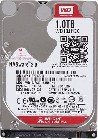WD Жесткий диск WD Red , 1Тб, HDD, SATA III, 2.5" WD10JFCX 