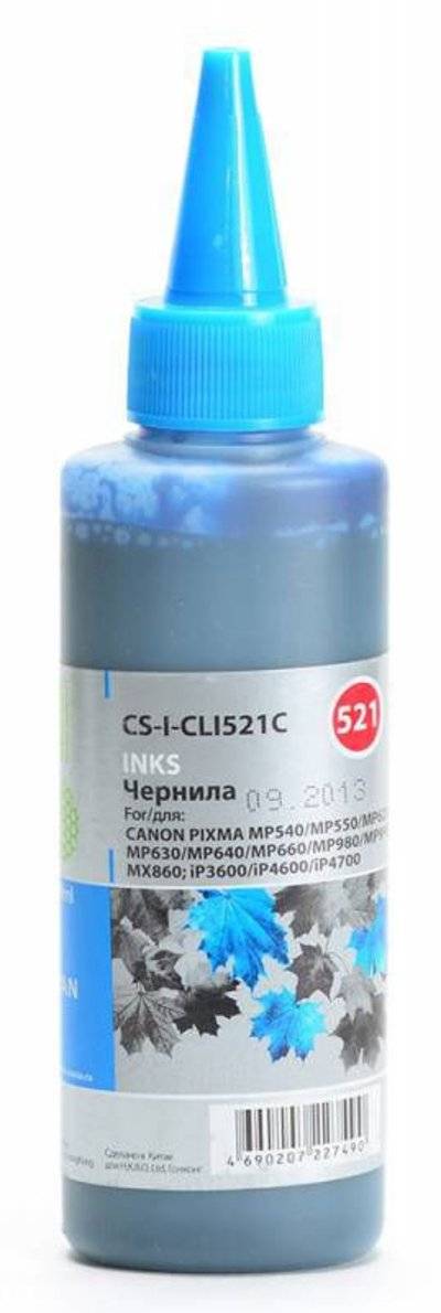 CACTUS Чернила CACTUS CS-I-CLI521С, для Canon, 100мл, голубой [cs-i-cli521c] 