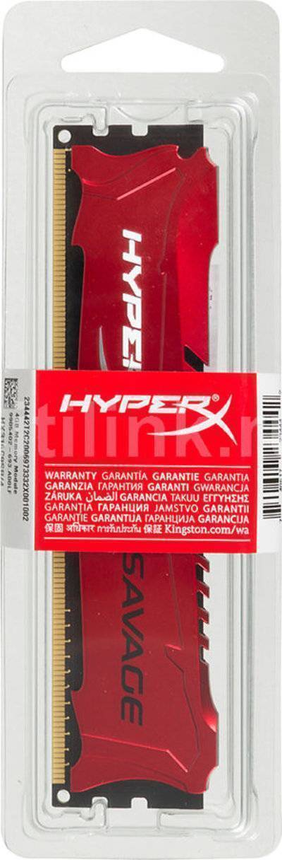 Kingston Модуль памяти KINGSTON HYPERX Savage DDR3 - 4Гб 1600, DIMM, Ret HX316C9SR/4 