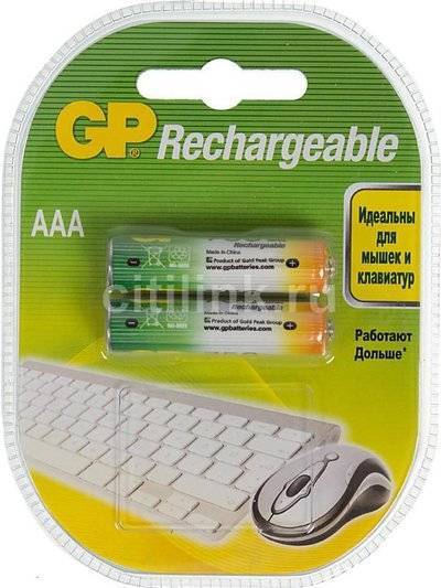 GP Аккумулятор GP 75AAAHC, 2 шт. AAA, 750мAч 75AAAHC-2DECRC2 