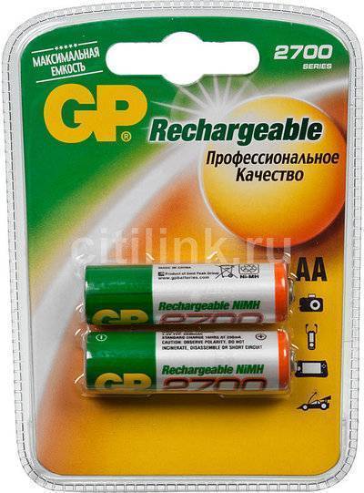 GP Аккумулятор GP 270AAHC, 2 шт. AA, 2700мAч 270AAHC-2DECRC2 