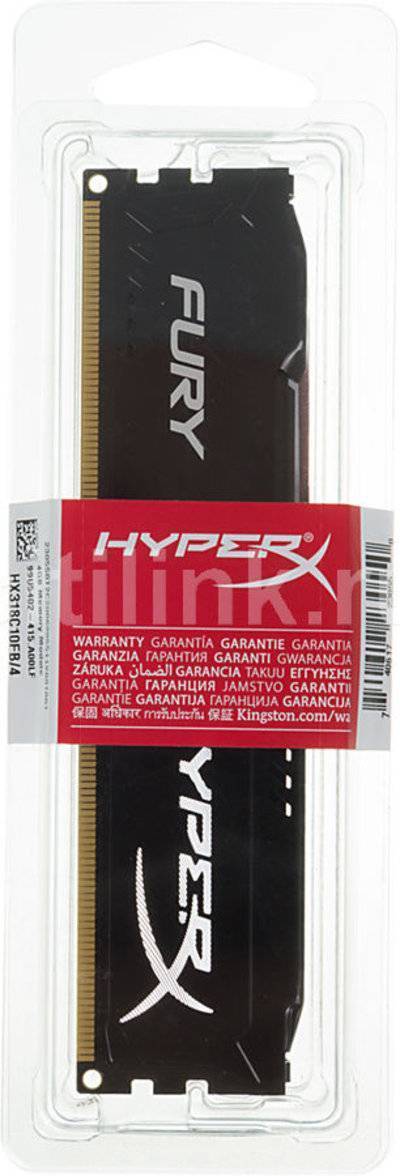 Kingston Модуль памяти KINGSTON HyperX FURY Black Series DDR3 - 4Гб 1866, DIMM, Ret HX318C10FB/4 
