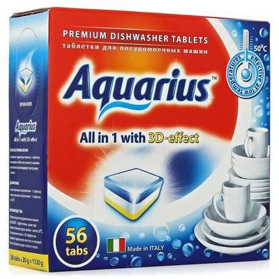 Aquarius Таблетки для посудомоечных машин Aquarius All in 1, 56шт, 3D-effect 