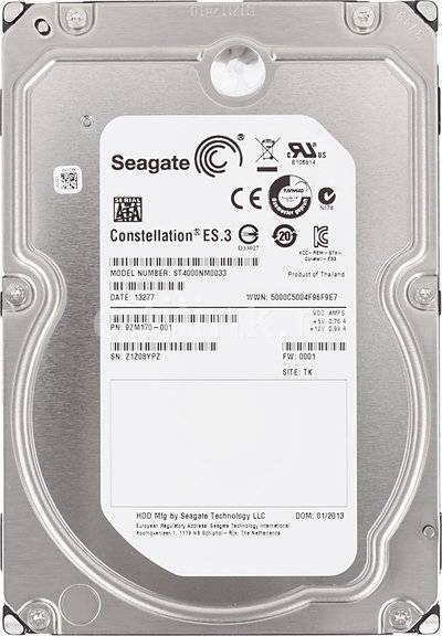 Seagate Жесткий диск SEAGATE Constellation ES.3 , 4Тб, HDD, SATA III, 3.5" ST4000NM0033 
