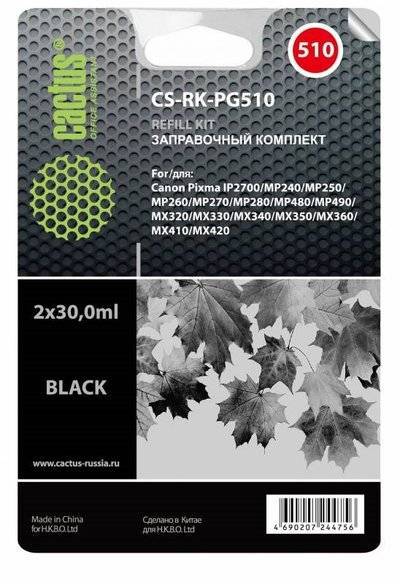 CACTUS Заправочный набор Cactus , для Canon, 30мл, черный CS-RK-PG510 