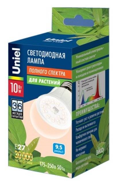 Uniel Лампа светодиодная для растений LED-A60-10W/SPFR/E27/CL PLP01WH Uniel UL-00001820 UL-00001820
