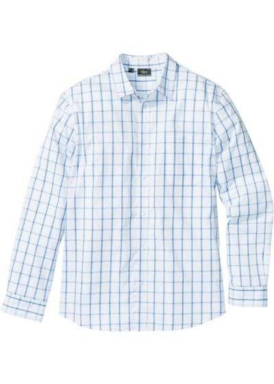 bonprix Клетчатая рубашка Regular Fit (белый/лазурный в клетку) bonprix 97558081
