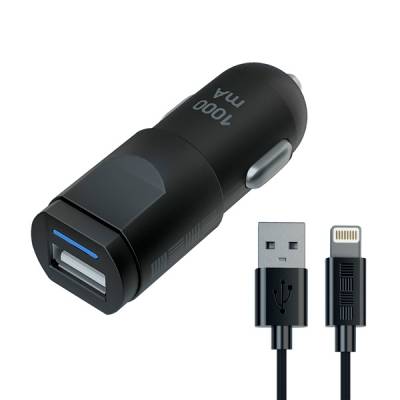 InterStep З/У для Apple с кабелем в авто InterStep IS-CC-1USBIPH5B-000B201 