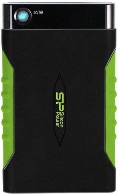 Silicon Power Внешний жесткий диск SILICON POWER Armor A15, 2Тб, черный/зеленый [sp020tbphda15s3k] 