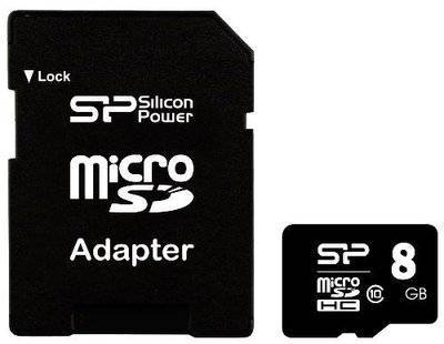 Silicon Power Карта памяти microSDHC UHS-I SILICON POWER Elite 8 ГБ, 85 МБ/с, Class 10, , SD SP008GBSTHBU1V10 