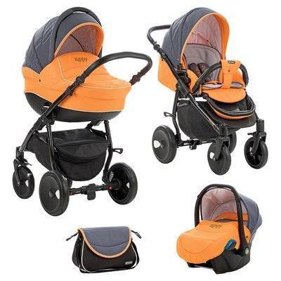 TUTIS Коляска Tutis Zippy Orbit автокресло+короб+прогулочный блок, бежевый/желтый/терракотовый кант(3 в 1) 533055 