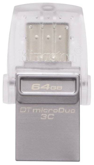 Kingston Накопитель USB 3.1 + Type-C Kingston DT Micro 64Gb Metal Silver (DTDUO3C/64Gb) DataTraveler microDuo 3C 64GB 
