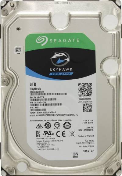 Seagate Жесткий диск Seagate 8Tb Skyhawk 3.5" ST8000VX0022