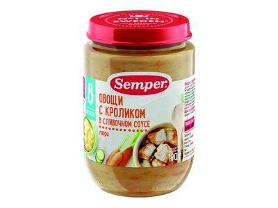 Semper Пюре Semper Овощи с кроликом в сливочном соусе 190 г 