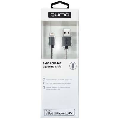 Qumo Кабель для iPod, iPhone, iPad Qumo MFI 8 pin, 1м, Space Gray (21714) 