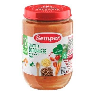 Semper Пюре Semper Спагетти болоньезе, 190гр 22768
