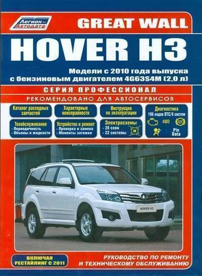 Книга: Легион-Автодата Great Wall HOVER H3. Модели с 2010 года выпуска с бензиновым двигателем 4G63S4M (2,0 л.). Включены рестайлинговые модели с 2011 года выпуска. Руководство по ремонту и техническому обслуживанию 9785888505946