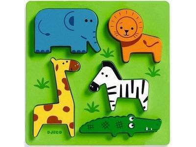 Djeco Игрушка из дерева Djeco, Сортировка-пазл Животные сафари 01023