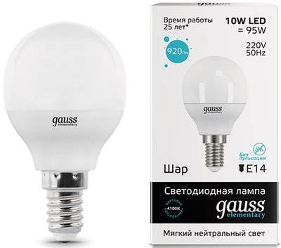 Gauss Лампа Gauss LED Elementary Globe E14, 10W4100 53120