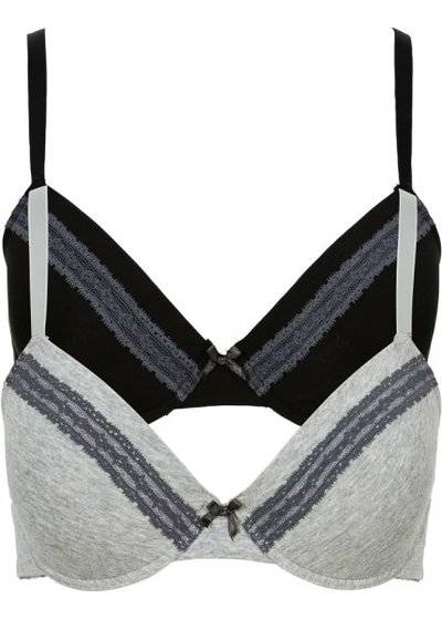bonprix Бюстгальтер, чашка D (серый меланж + черный) bonprix 97866281