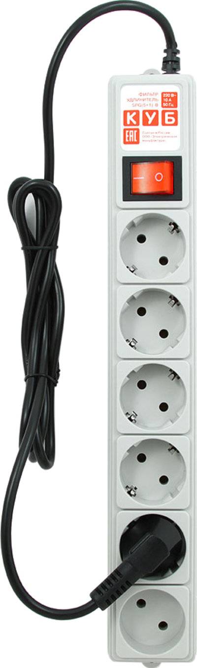 Power Cube Удлинитель Power Cube SPG(5+1)-B-6 6 розеток 1.9 м SPG(5+1)-B-6 1.9 м серый SPG(5+1)-B-6