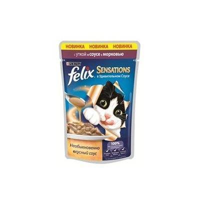 FELIX Корм для кошек Felix Корм для кошек Felix Sensations в соусе с уткой в соусе с морковью 