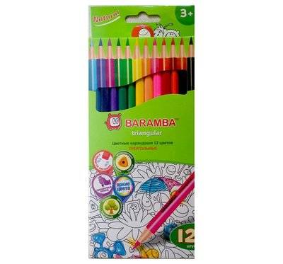 Baramba Карандаши цветные Baramba деревянные треугольные 12 цветов B33112/T