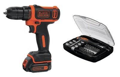 Black & Decker Набор Black & decker Дрель-шуруповерт bdcdd12k1b-qw +Набор бит a7062 